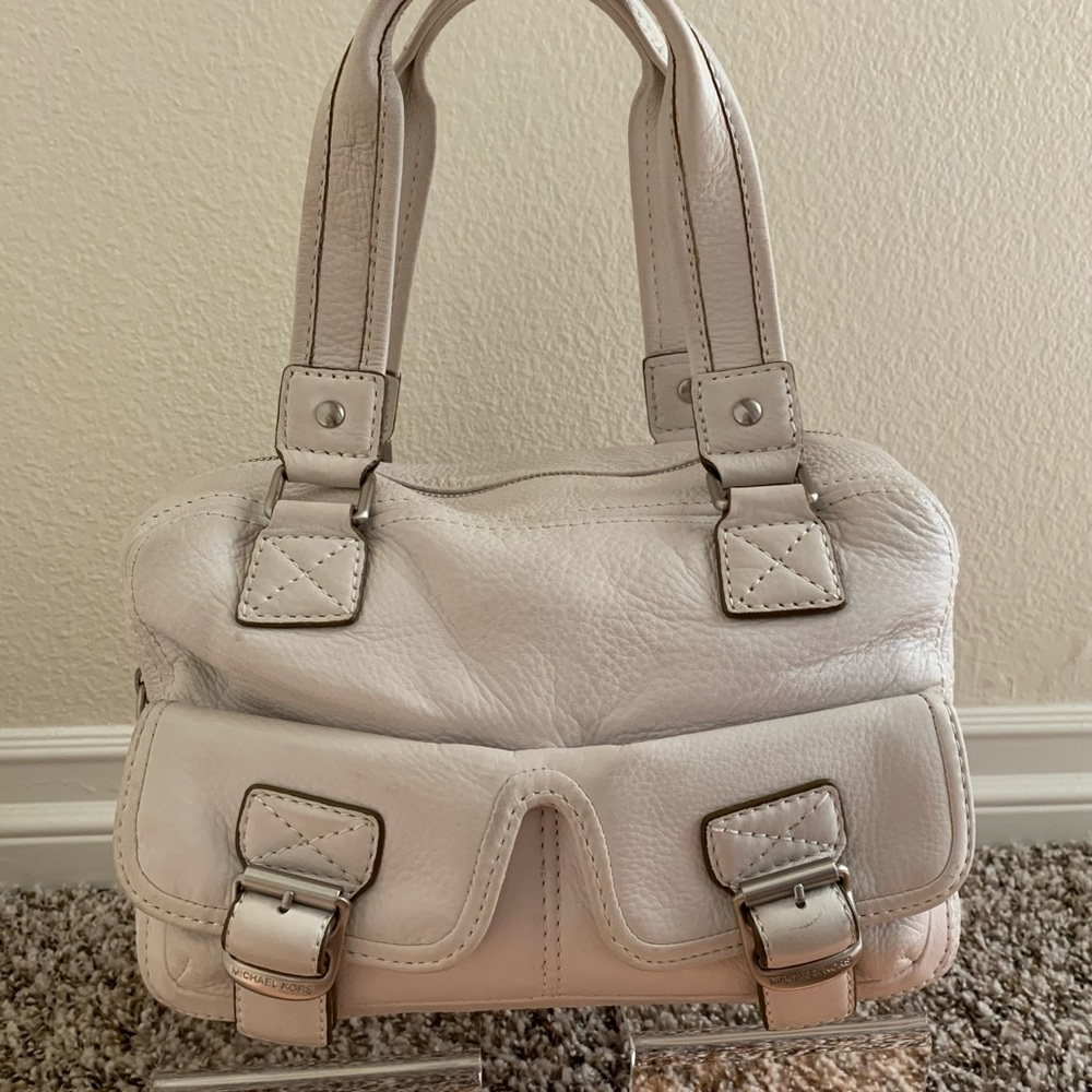 Michael Kors Ranger Leather Satchel in Vanilla